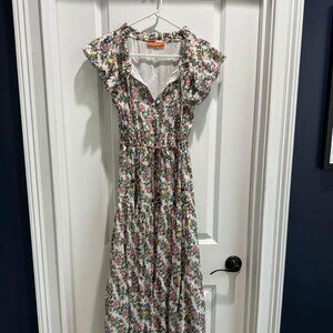 Oliphant cinched flirty midi - lupina coral